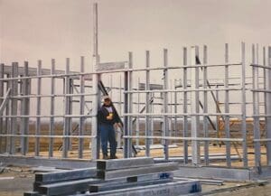 Metal framework going up